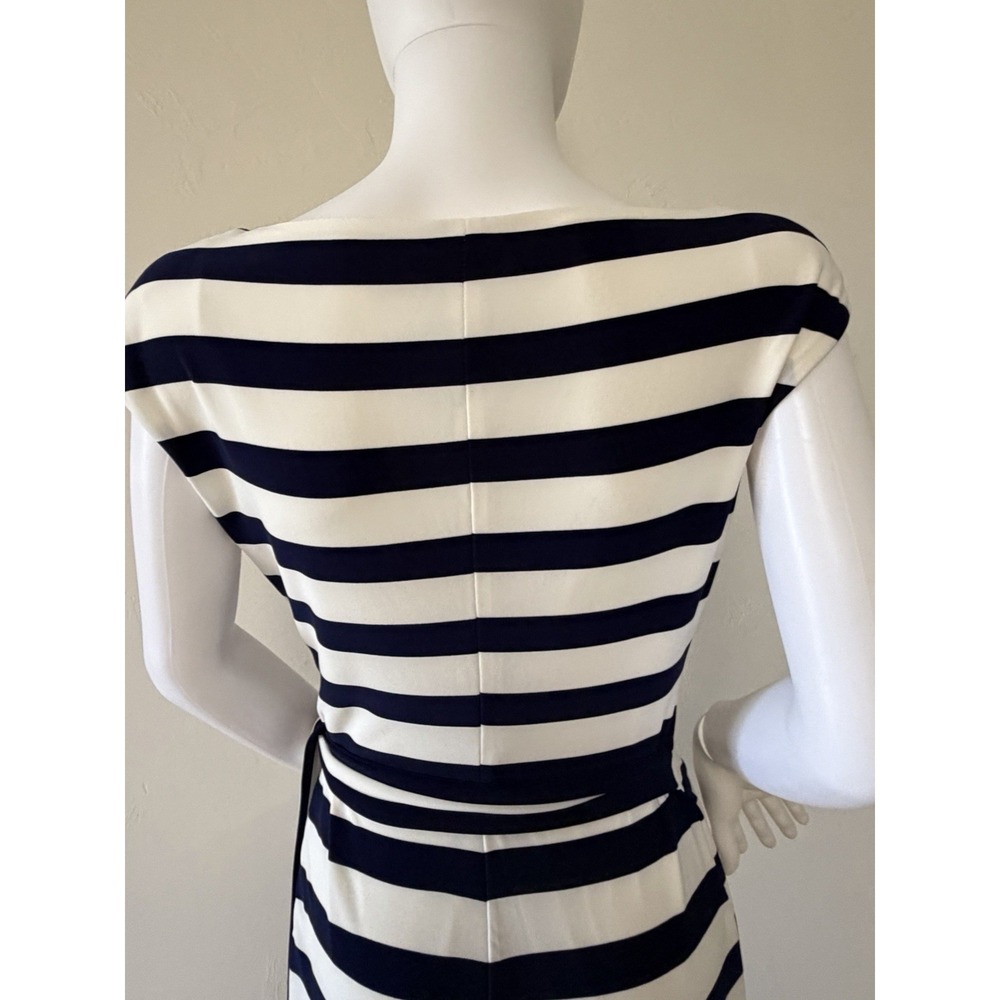Ralph Lauren Striped Sheath Dress Side Tie Navy White Size 4 - Picture 9 of 15